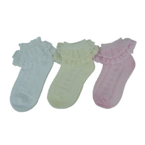 Lace Frilly Ankle Socks Toddler Girls 3-Pack,