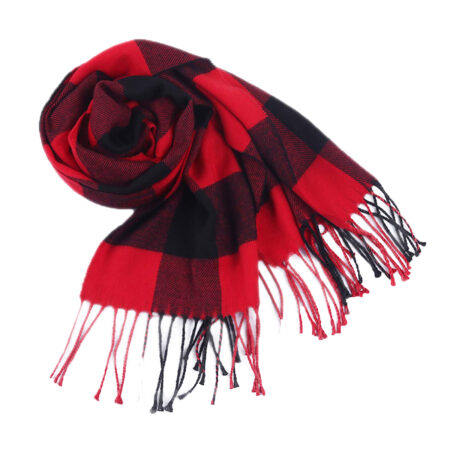 Classic Fall Scarf Plaid Tassels Acrylic, clearance