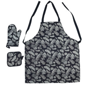 Kitchen Cotton Apron Mitt Pot Holder Set,