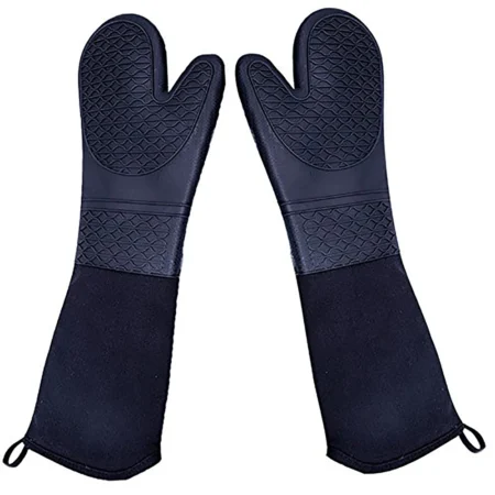 Extra Long Silicone Oven Heat Resistant Mitts, Waves