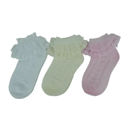 Lace Frilly Ankle Socks Toddler Girls 3-Pack,