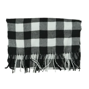Classic Fall Scarf Plaid Tassels Acrylic, red/basic