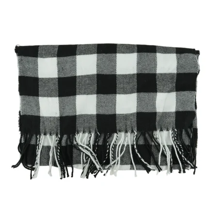 Classic Fall Scarf Plaid Tassels Acrylic, red/basic
