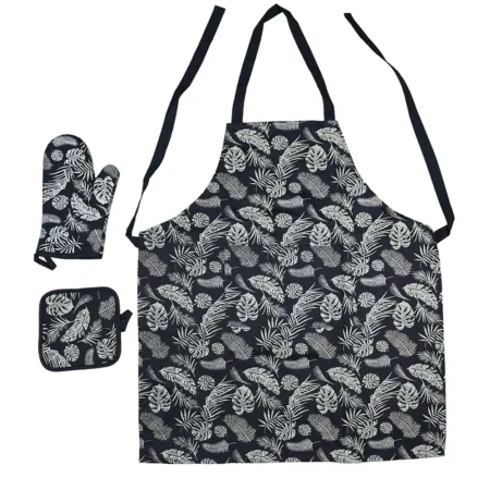 Kitchen Cotton Apron Mitt Pot Holder Set,